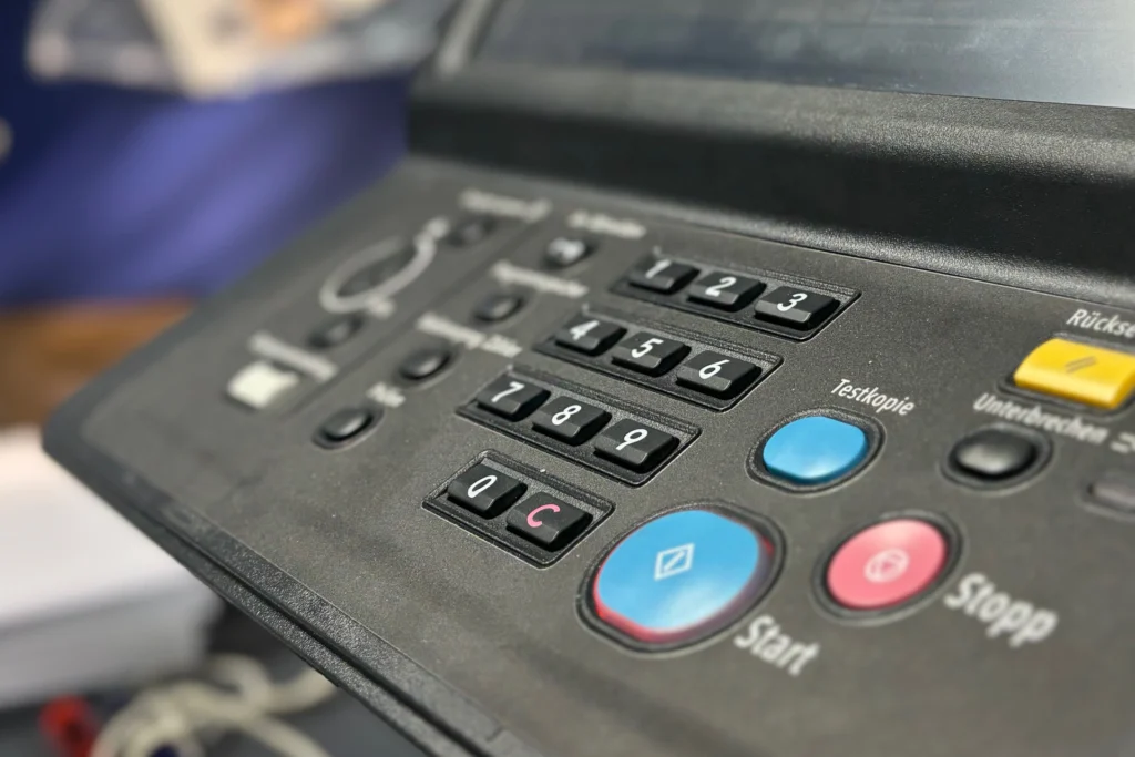 Detailansicht der Tastatur des Digitaldruckers